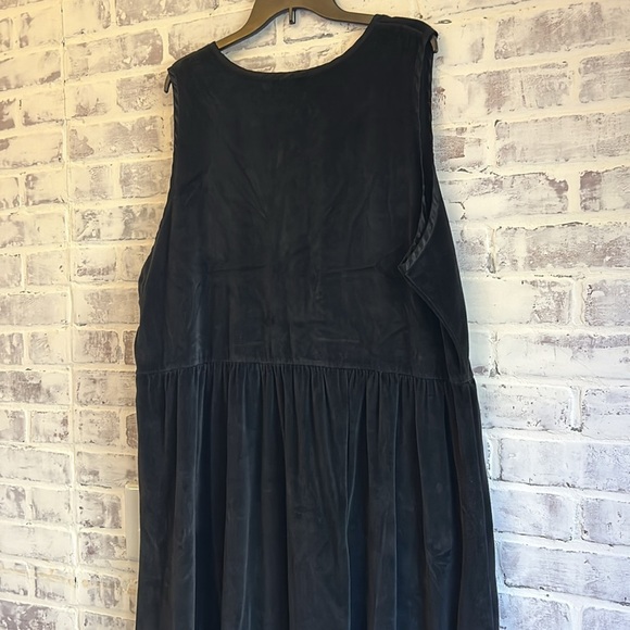 Vintage FADS Women’s 2XL Maxi Dress Sleeveless Button Black Velour Whimsigoth - Picture 6 of 7